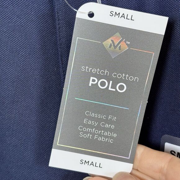 Member's Mark Men Size Small Strech Cotton Polo Shirt Navy Blue Short Sleeves - Picture 4 of 11